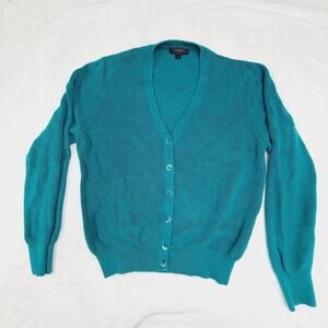 J.Crew Teal Cotton Cardigan Sweater XL Button Front Classic Lightweight Layering